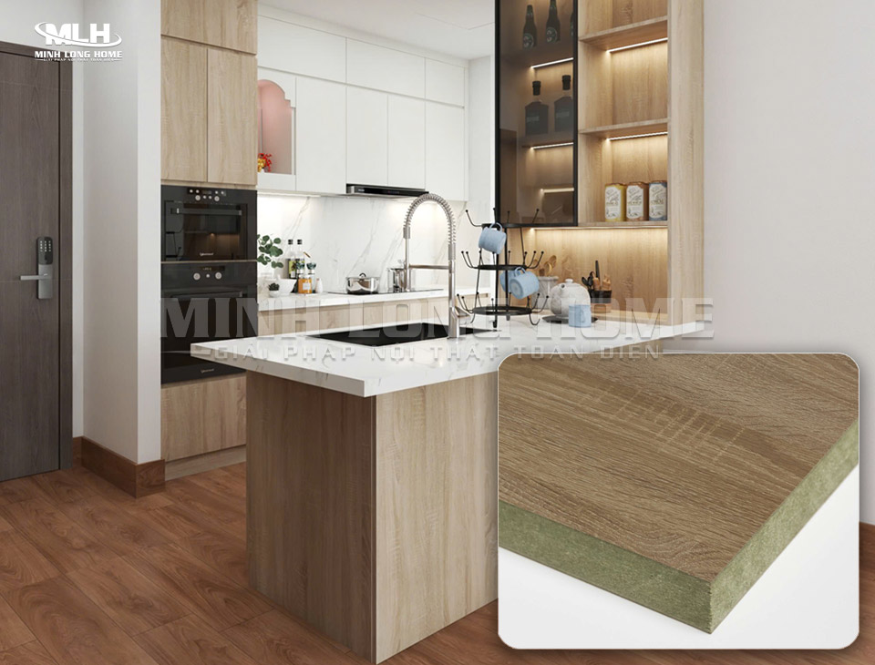 Tủ bếp mdf An Cường phủ Melamine