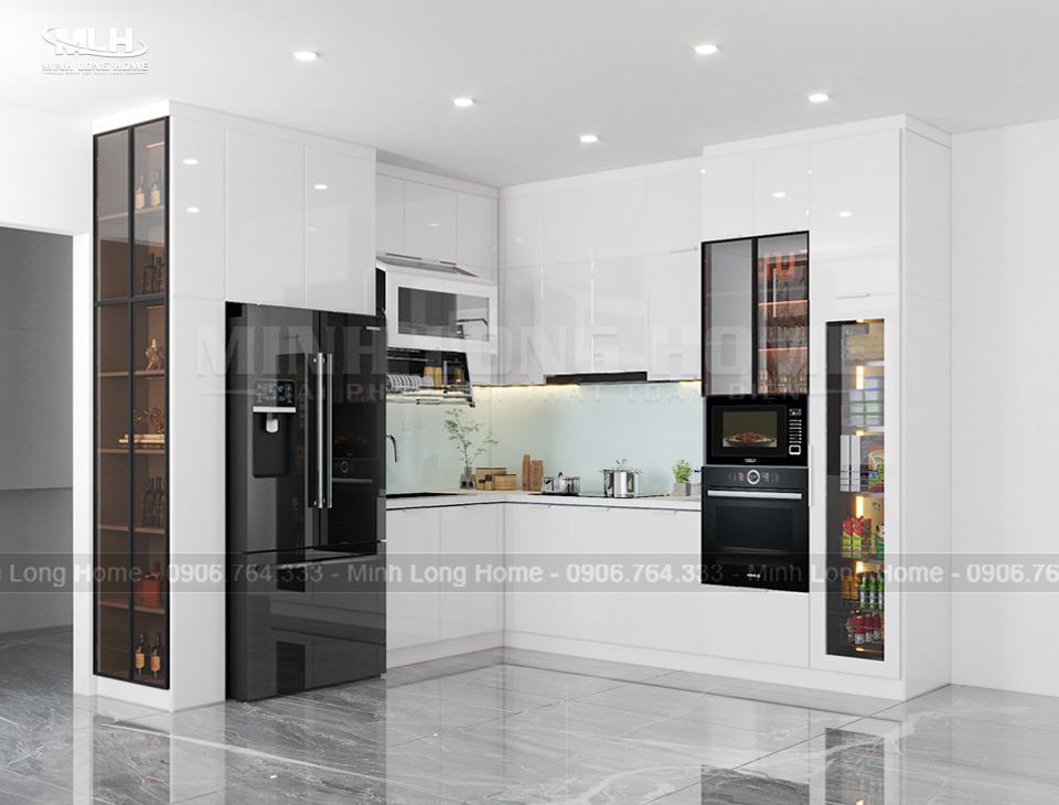 Mẫu tủ bếp nhựa Acrylic phong cách hiện đại