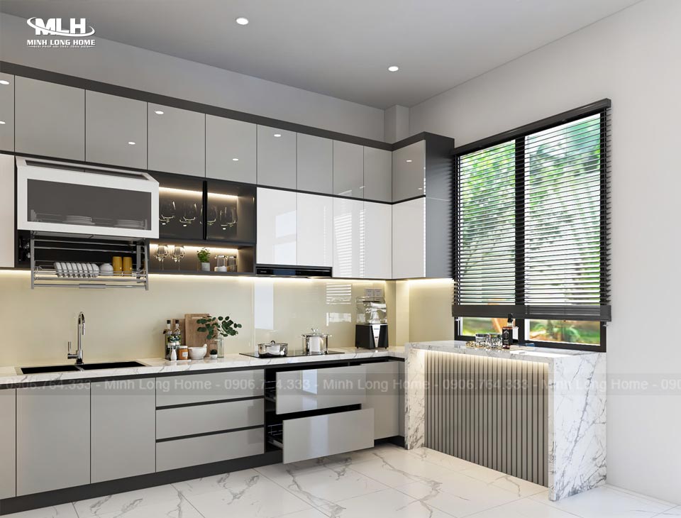 Tủ bếp nhựa Acrylic đẹp sang trọng hiện đại