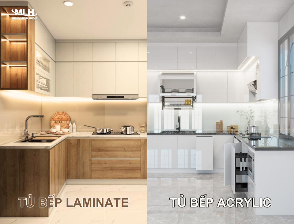 So sánh tủ bếp Acrylic và laminate? Tủ bếp nào tốt? So sánh tủ bếp Acrylic và laminate? Tủ bếp nào tốt?
