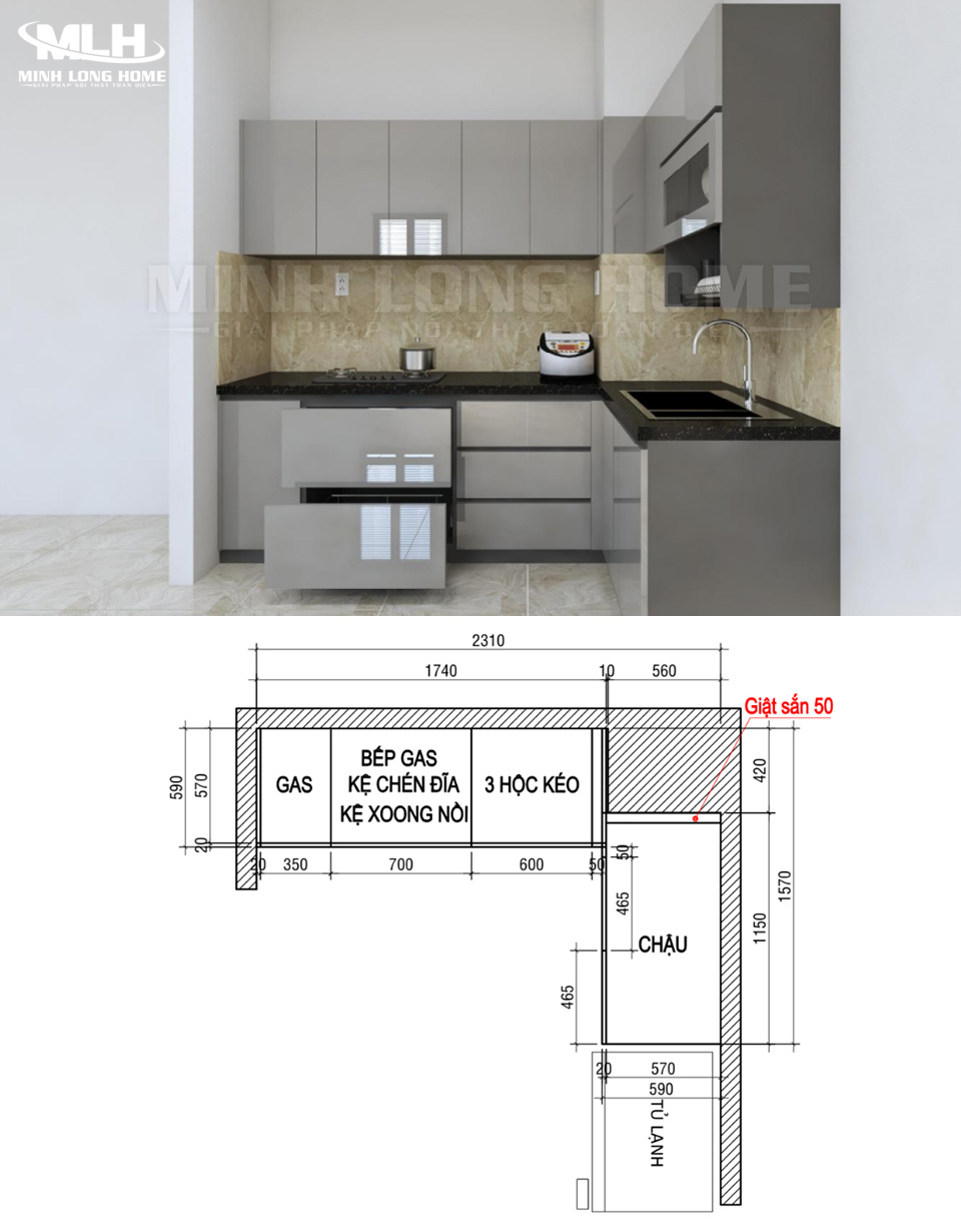 6+ Bản vẽ tủ bếp chữ L chuẩn kích thước và công năng Bản vẽ tủ bếp chữ L tiêu chuẩn