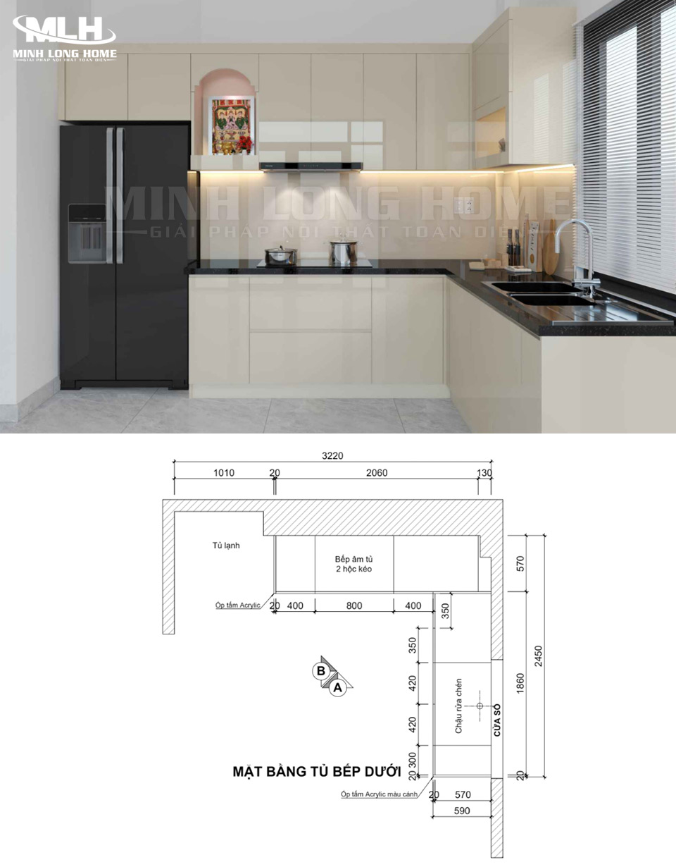 6+ Bản vẽ tủ bếp chữ L chuẩn kích thước và công năng Bản vẽ tủ bếp chữ L
