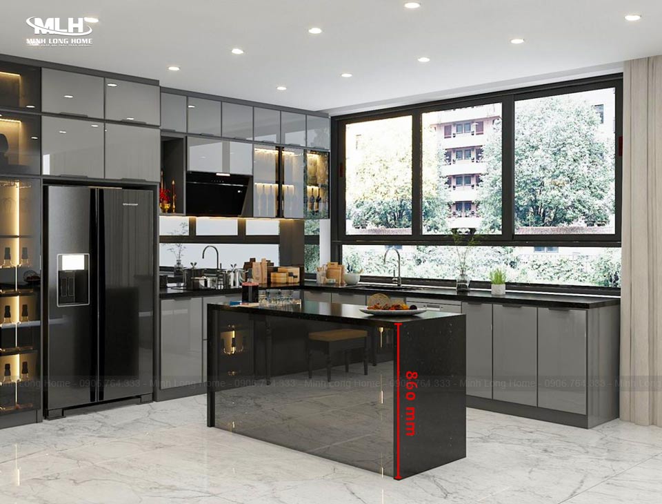 Kích thước đảo bếp tiêu chuẩn chính xác nhất Chiều cao đảo bếp tiêu chuẩn đồng bộ với tủ bếp