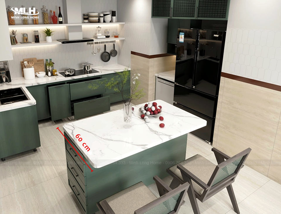 Kích thước đảo bếp tiêu chuẩn chính xác nhất Chiều sâu đảo bếp tiêu chuẩn tối thiểu 600 mm