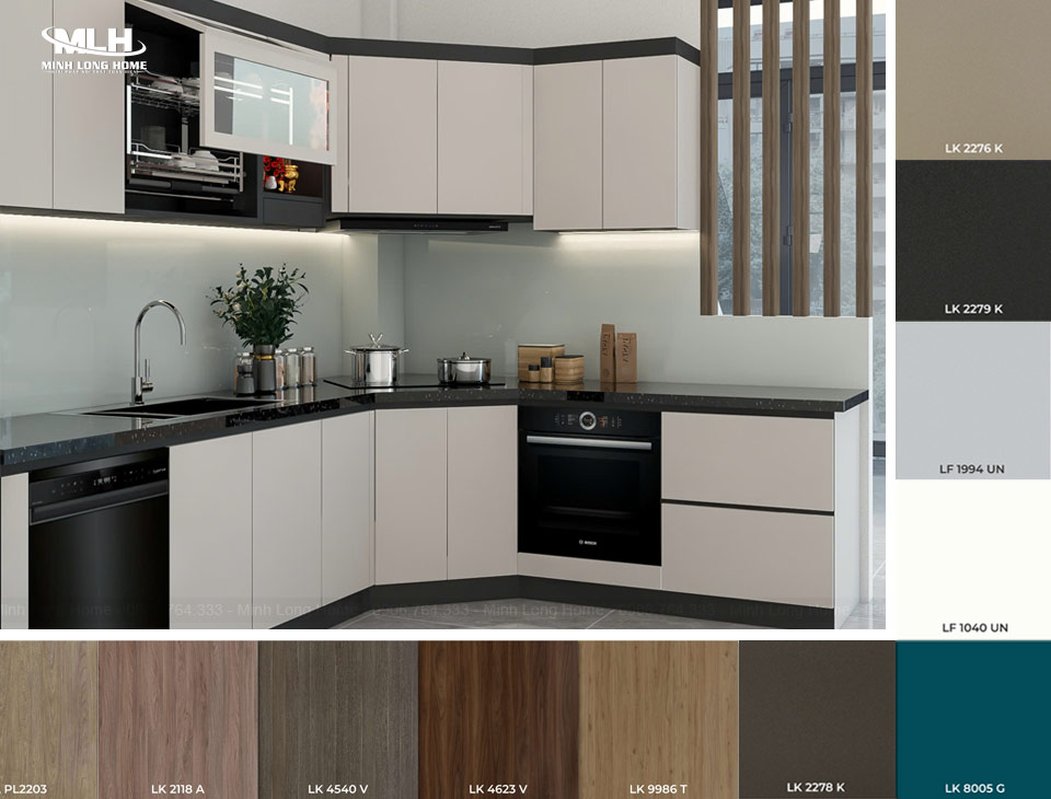 Các kiểu cánh tủ bếp đẹp nên sử dụng cho tủ bếp Mẫu cánh tủ bếp Laminate và bảng màu Laminate mới nhất