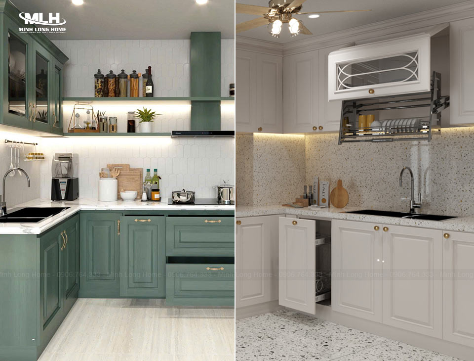 Các kiểu cánh tủ bếp đẹp nên sử dụng cho tủ bếp Kiểu cánh tủ bếp có tay nắm