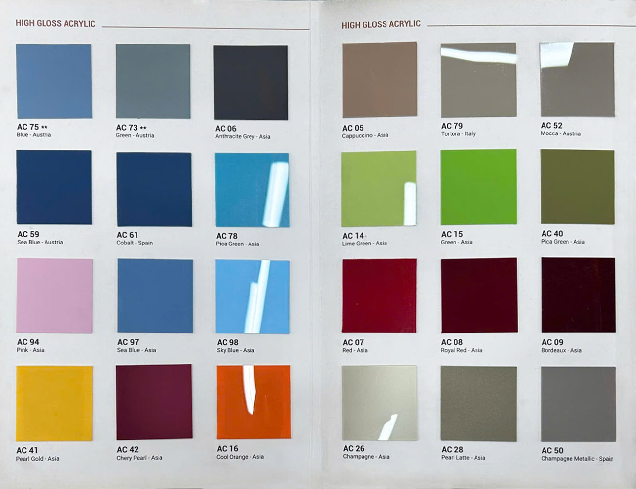 Cánh tủ bếp Acrylic là gì? Ưu điểm, bảng màu & các mẫu cánh Acrylic Màu cánh tủ bếp Acrylic ALD màu độc đáo