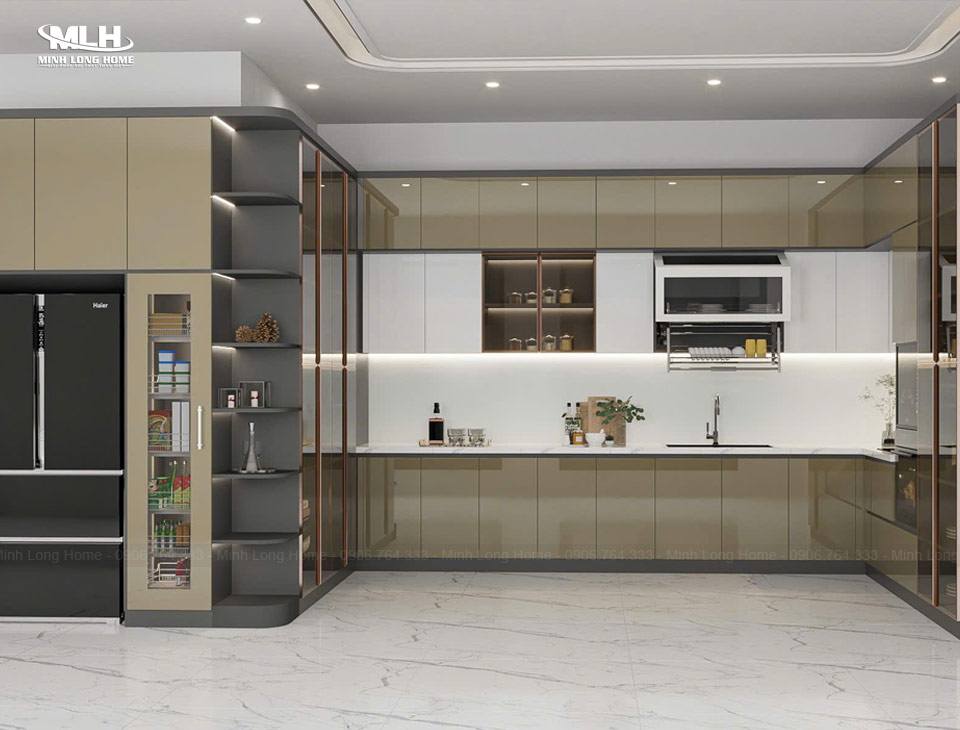 Gỗ Acrylic có tốt không? Ưu và nhược điểm của gỗ Acrylic Ứng dụng tủ bếp, tủ rượu trong phòng bếp