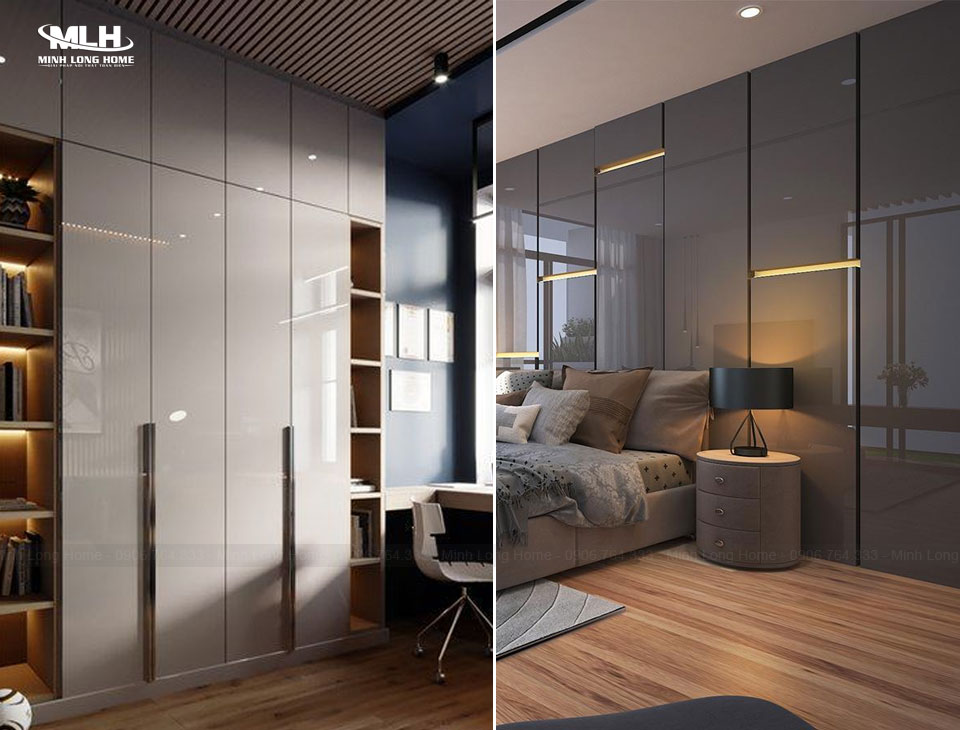 Gỗ Acrylic có tốt không? Ưu và nhược điểm của gỗ Acrylic Ứng dụng ốp tường và làm tủ quần áo trong phòng ngủ