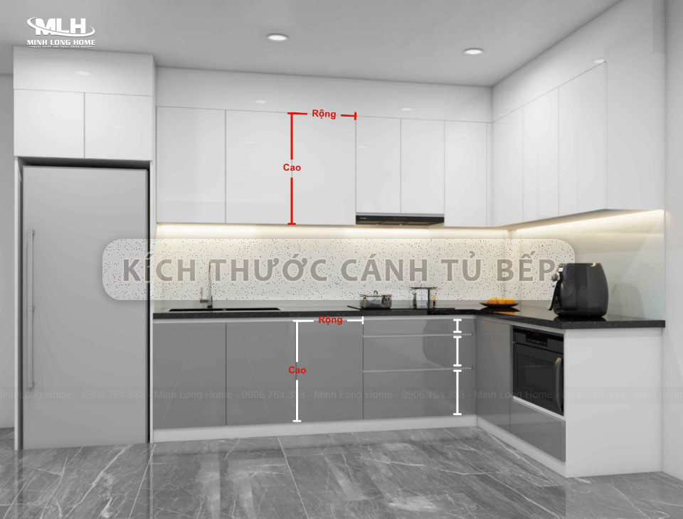 Kích thước cánh tủ bếp tiêu chuẩn: Chiều cao x rộng x dày cánh Những kích thước cánh tủ bếp tiêu chuẩn phổ biến