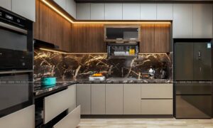 Tủ bếp gỗ công nghiệp Tủ bếp gỗ công nghiệp MDF phủ Melamine
