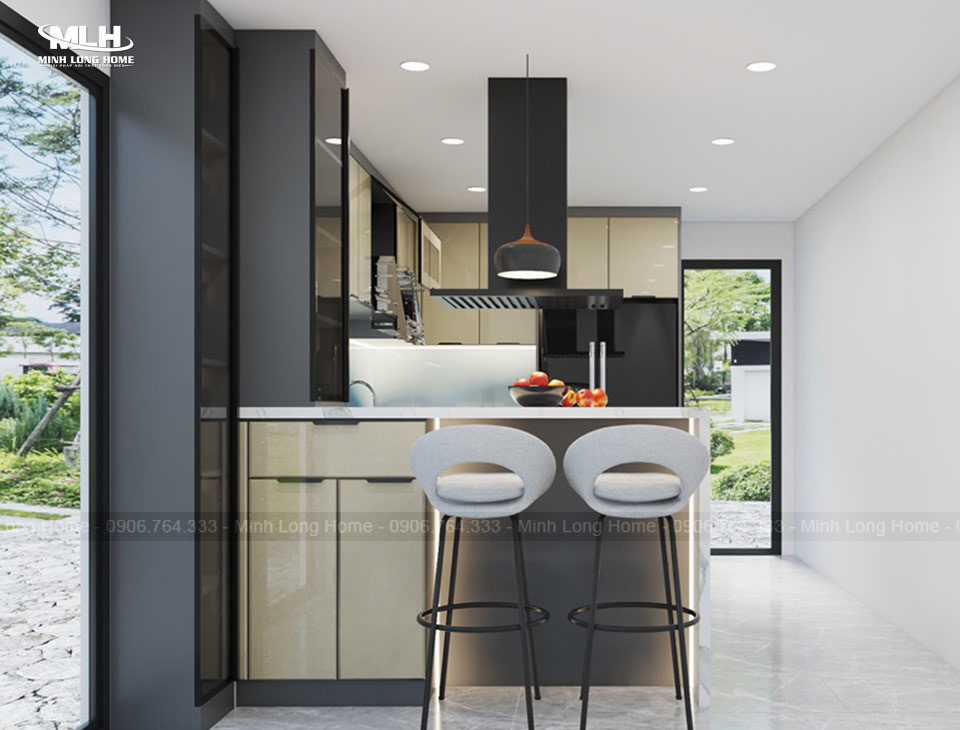 Tủ bếp inox cánh kính Mẫu tủ bếp inox cánh kính màu đang hot