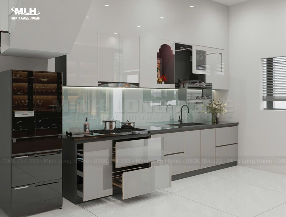 Tủ bếp hợp kim nhôm Tủ bếp hợp kim nhôm cánh Acrylic