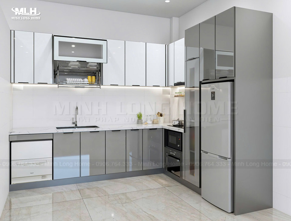 Tủ bếp hợp kim nhôm Tủ bếp hợp kim nhôm cánh kính