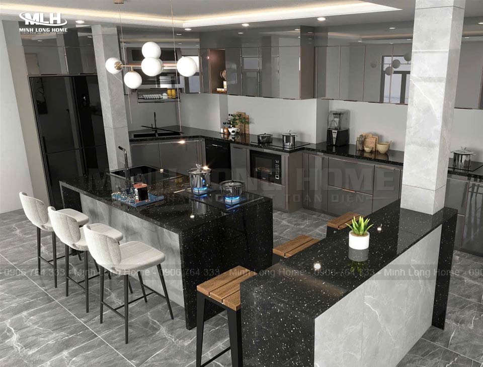 Tủ bếp hợp kim nhôm Tủ bếp hợp kim nhôm lớn sang trọng