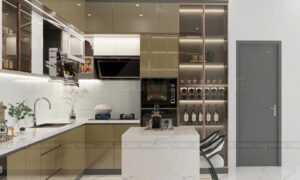 Tủ bếp inox cánh acrylic 1