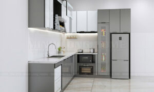 Tủ bếp inox cánh kính