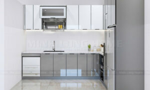 Tủ bếp inox cánh kính