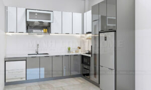 Tủ bếp inox cánh kính