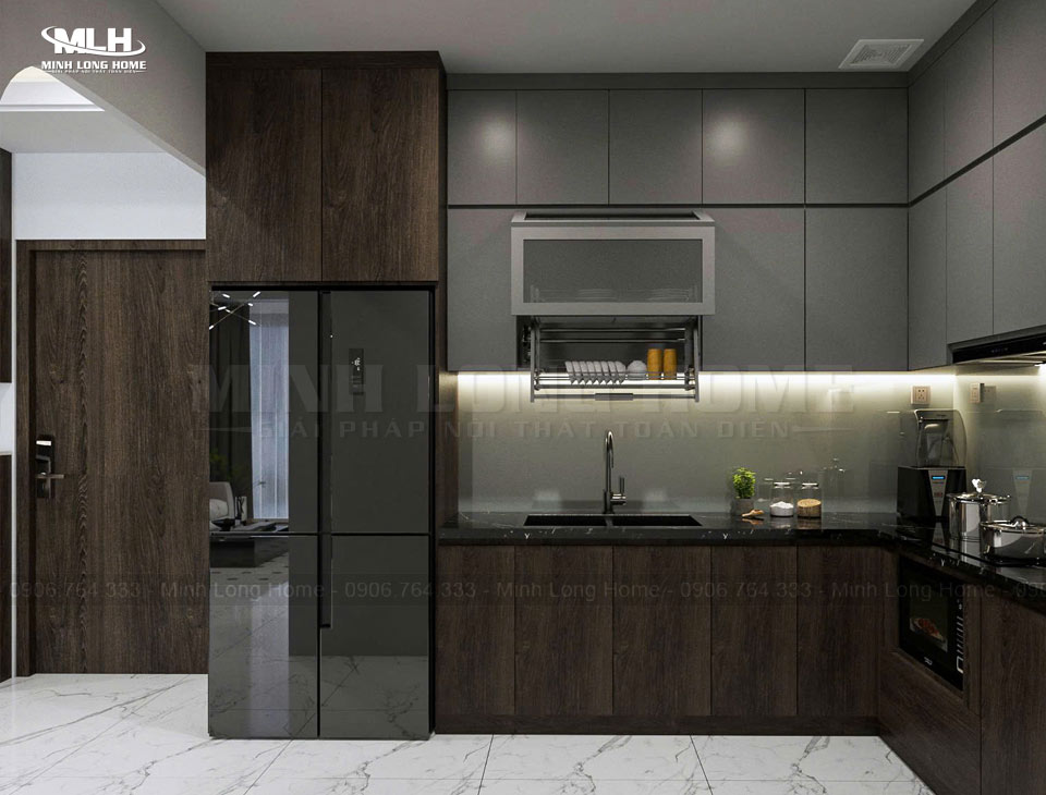 Tủ bếp MDF Tủ bếp MDF phủ chất liệu Melamine