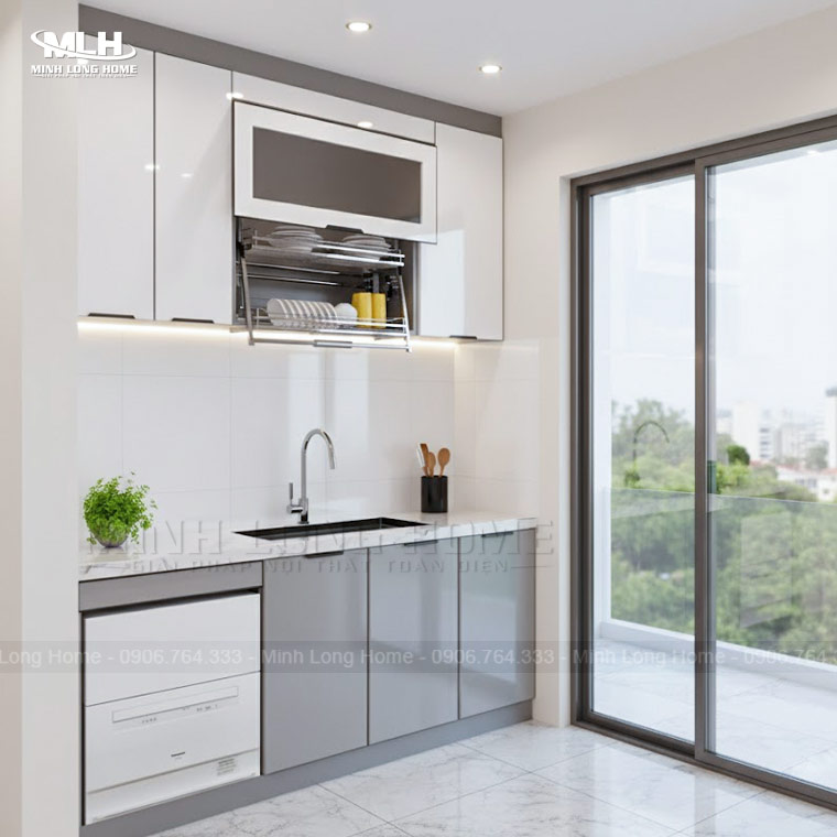 Tủ bếp mini Tủ bếp mini inox cánh kính