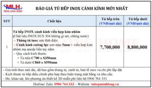 Giá tủ bếp inox cánh kính
