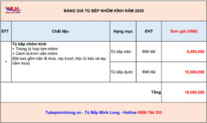 Báo giá tủ bếp nhôm kính mới nhất Giá tủ bếp nhôm kính