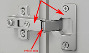 Cấu tạo bản lề tủ bếp gồm phần di động và phần cố định