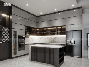 Thiết kế thi công tủ bếp chữ L nhà chị Huyền Bà Rịa Thiết kế thi công tủ bếp chữ L nhà chị Huyền Bà Rịa