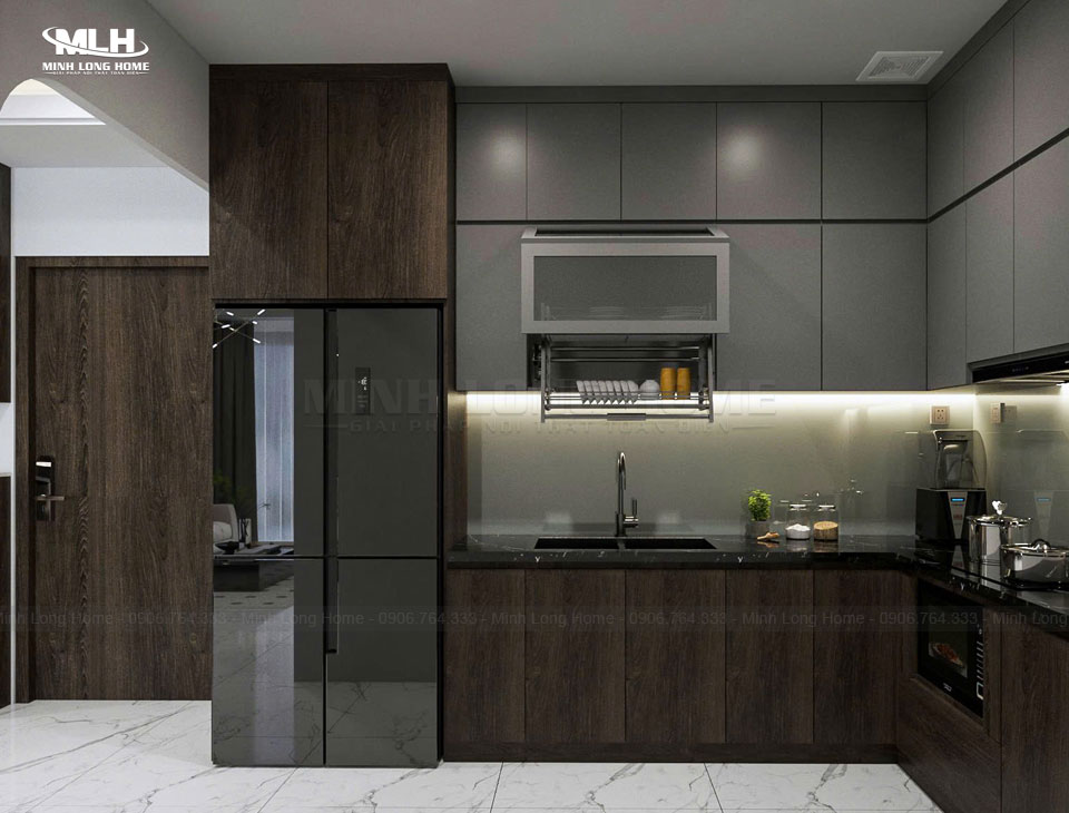 Kinh nghiệm chọn tủ bếp cho căn hộ chung cư hoàn hảo và tối ưu không gian Phối màu sắc vật liệu phù hợp tạo nên tổng thể hài hòa và đẳng cấp