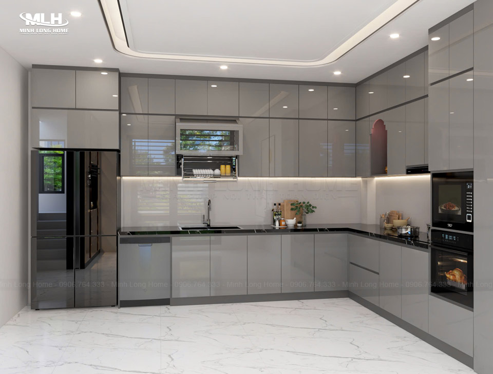 Tủ bếp chữ L linh hoạt cho diện tích bếp nhỏ và vừa