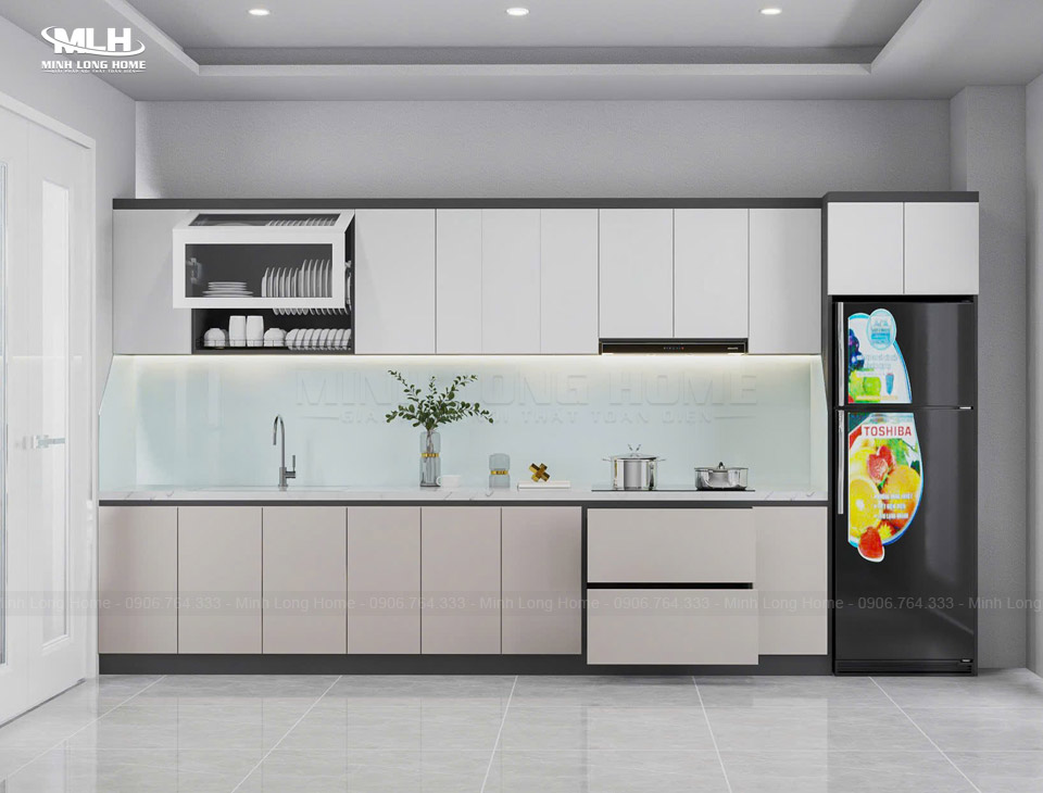 Tủ bếp chữ I phù hợp diện tích bếp nhỏ hoặc hẹp dài
