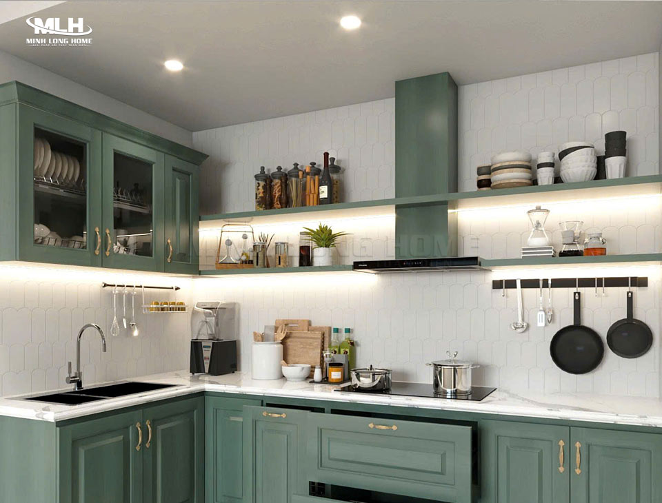 Sự khác biệt giữa tủ bếp trên và tủ bếp dưới Chức năng lưu trữ đồ của tủ bếp trên