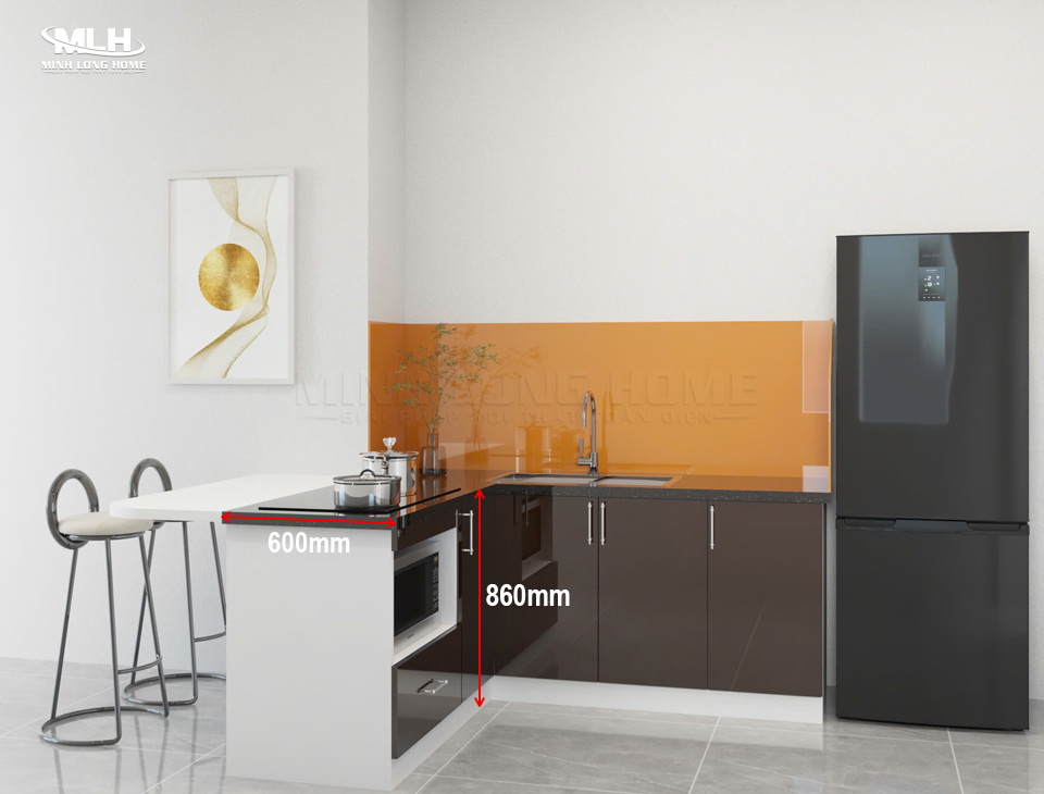 Sự khác biệt giữa tủ bếp trên và tủ bếp dưới Kích thước tủ bếp dưới chuẩn