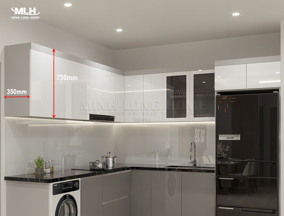 Sự khác biệt giữa tủ bếp trên và tủ bếp dưới Kích thước tủ bếp trên tiêu chuẩn