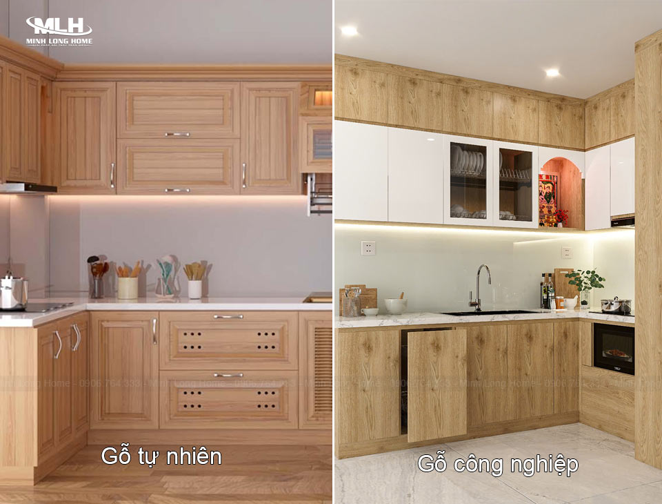 So sánh tủ bếp gỗ tự nhiên và gỗ công nghiệp So sánh tủ bếp gỗ tự nhiên và gỗ công nghiệp