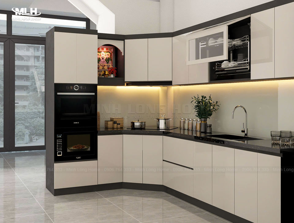 Cách phối màu tủ bếp đẹp và hài hòa với nội thất Phối màu tủ bếp và màu hệ thống ánh sáng tạo hiệu ứng và