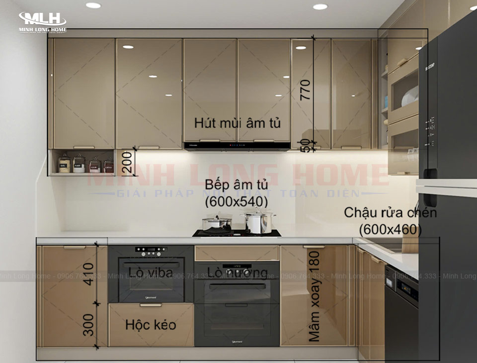 Mẫu bản vẽ tủ bếp tiêu chuẩn và lưu ý thiết kế Bản vẽ tủ bếp sát trần tối ưu không gian