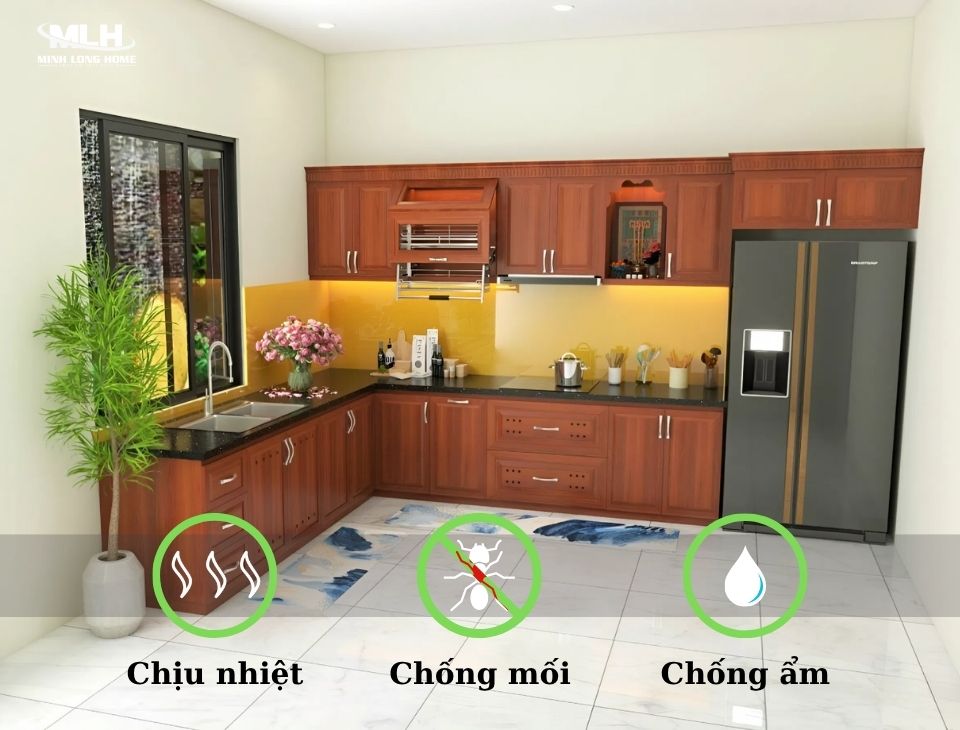 So sánh tủ bếp gỗ tự nhiên và gỗ công nghiệp Các đặc điểm tính năng vượt trội giúp tủ bếp gỗ tự nhiên bền bỉ