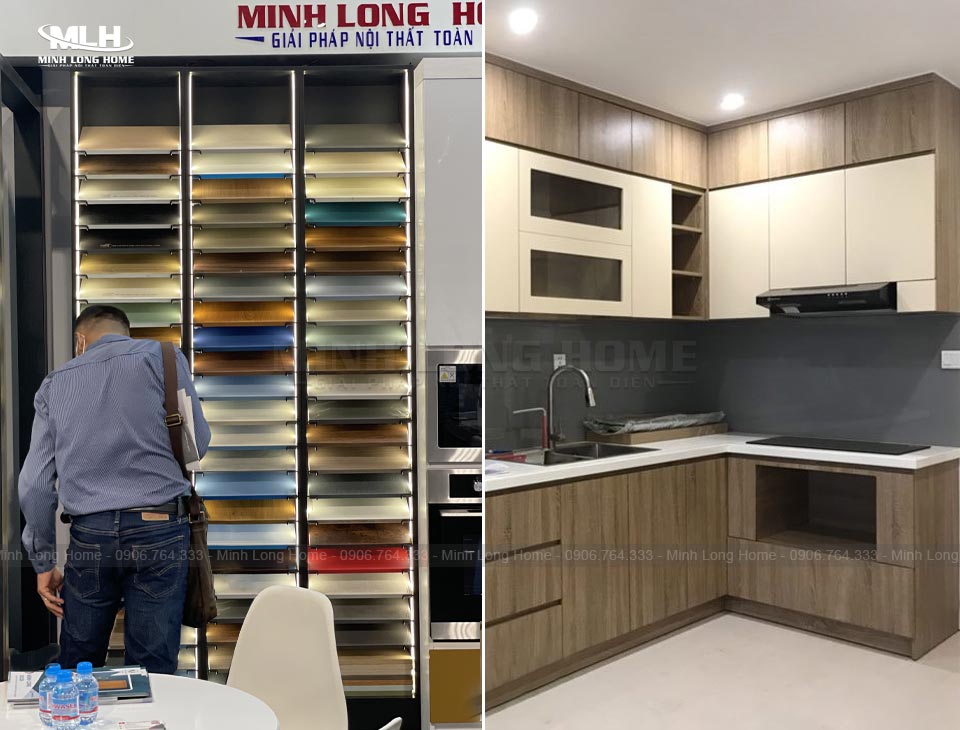 Kinh nghiệm chọn tủ bếp cho căn hộ chung cư hoàn hảo và tối ưu không gian Minh Long chỉ sử dụng chất liệu cao cấp cho tủ bếp