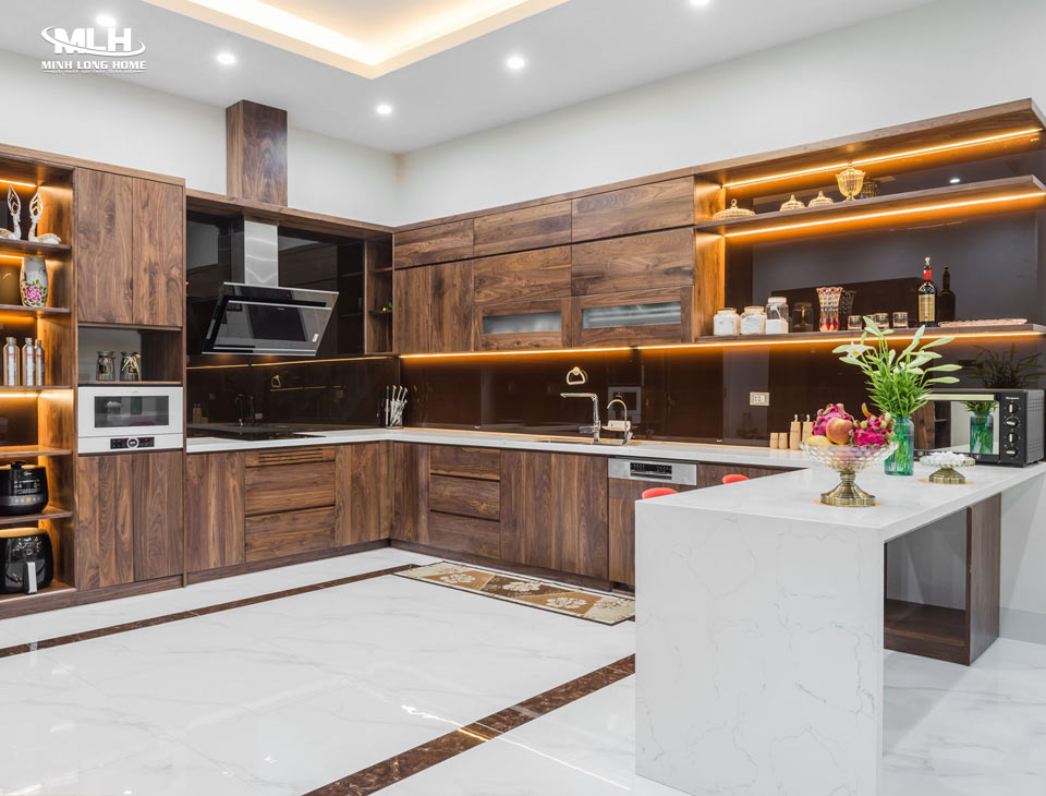 Lưu ý khi lắp đặt tủ bếp gỗ tự nhiên Nghiệm thu tủ bếp gỗ tự nhiên hoàn thiện