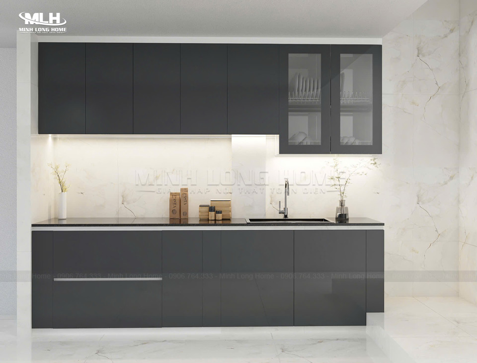 Cách phối màu tủ bếp đẹp và hài hòa với nội thất Phối màu tủ bếp đen cá tính