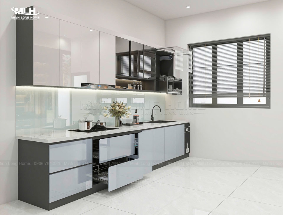 Cách phối màu tủ bếp đẹp và hài hòa với nội thất Phối màu tủ bếp pastel ngọt ngào thanh lịch