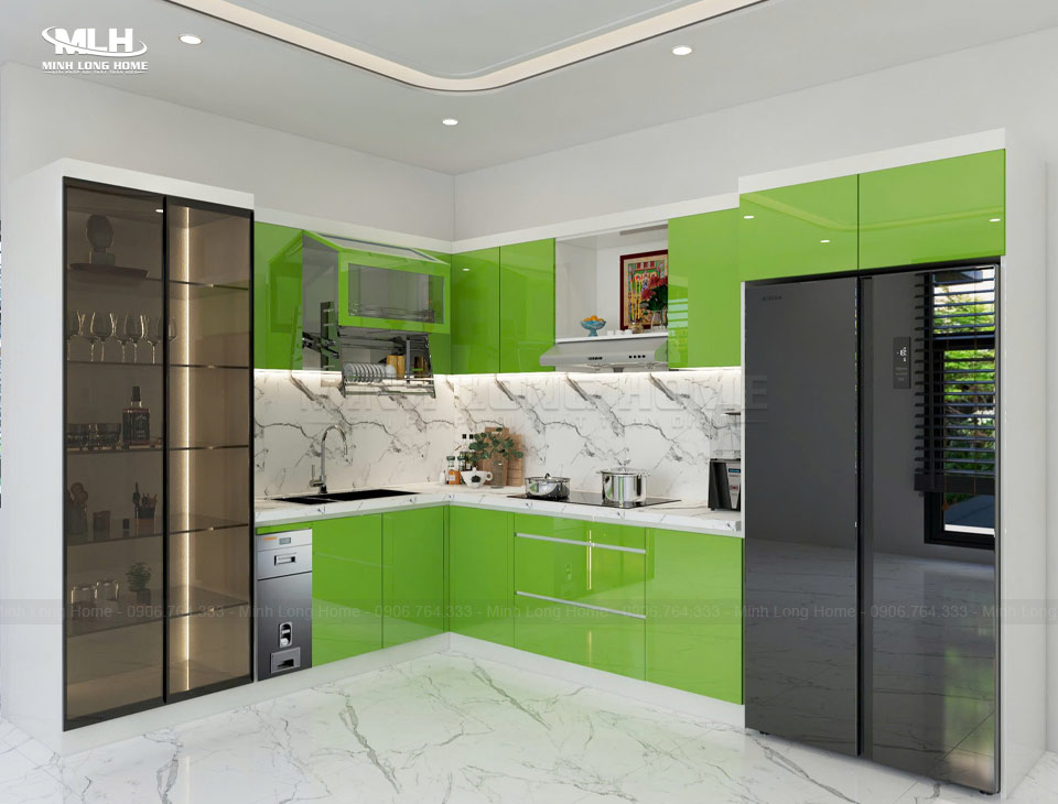 Cách phối màu tủ bếp đẹp và hài hòa với nội thất Phôi màu nổi bật cho tủ bếp tạo điểm nhấn trong tổng thể nội thất