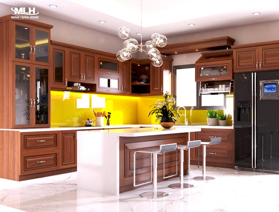 So sánh tủ bếp gỗ tự nhiên và gỗ công nghiệp Tủ bếp gỗ tự nhiên là lựa chọn tủ bếp có giá trị cao và lâu dài