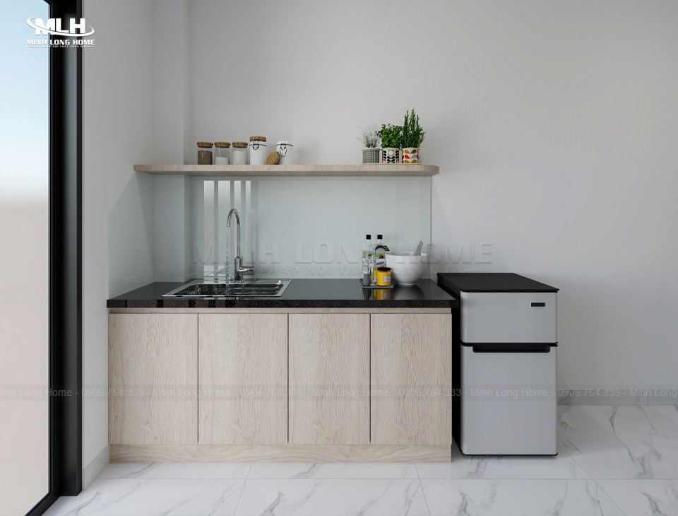 Kinh nghiệm chọn tủ bếp cho căn hộ chung cư hoàn hảo và tối ưu không gian Tủ bếp chữ i cho bếp nhỏ căn hộ studio