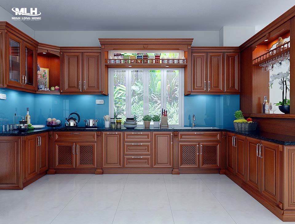 Ưu nhược điểm gỗ tự nhiên làm tủ bếp Tủ bếp gỗ căm xe có độ bền cao nhờ những khả năng chống chịu vượt trội