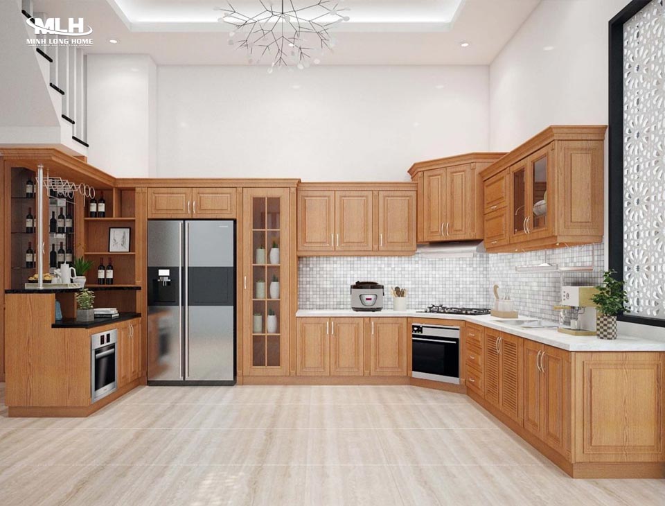Lưu ý khi lắp đặt tủ bếp gỗ tự nhiên Tủ bếp gỗ tự nhiên phong thủy vừa tối ưu công năng, tiện ích sử dụng vừa hài hòa