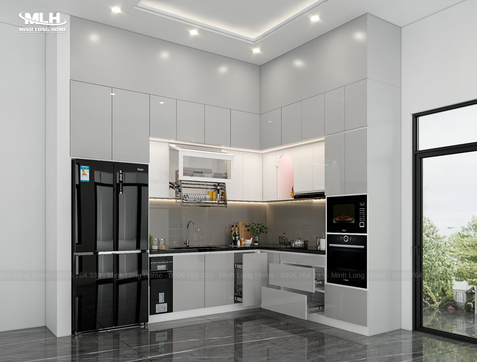 Tủ bếp liền tường là gì? Có nên sử dụng không? Tủ bếp liền tường sát trần - Dự án tủ bếp Sóc Trăng
