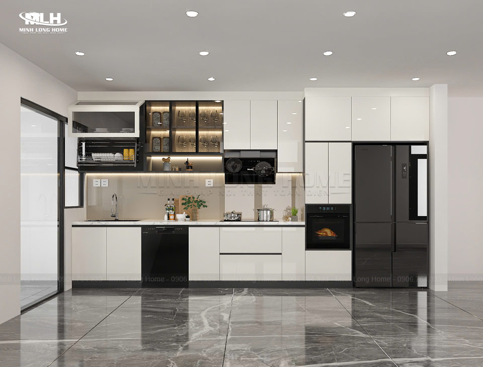 Tủ bếp thông minh là gì? Những tính năng đáng giá bạn nên biết Tủ bếp thông minh sử dụng vật liệu bền bỉ và thiết kế tối ưu